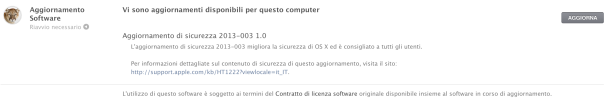 OS X aggiornamento di sicurezza