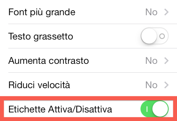 etichette iOS 7  beta 5