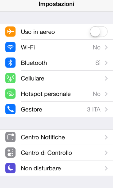 impostazioni ios 7 beta 5