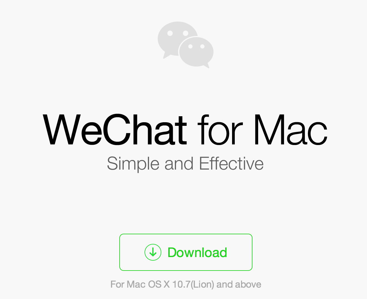 wechat for mac on 10.08